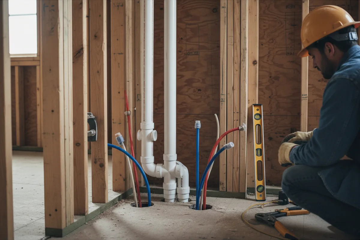 Drain and supply rough-in during Toilet Repair and Installation in Green Village